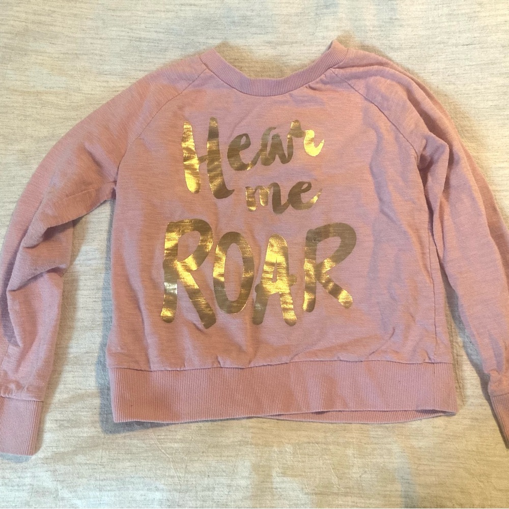 Pink Sweatshirt with Gold Lettering